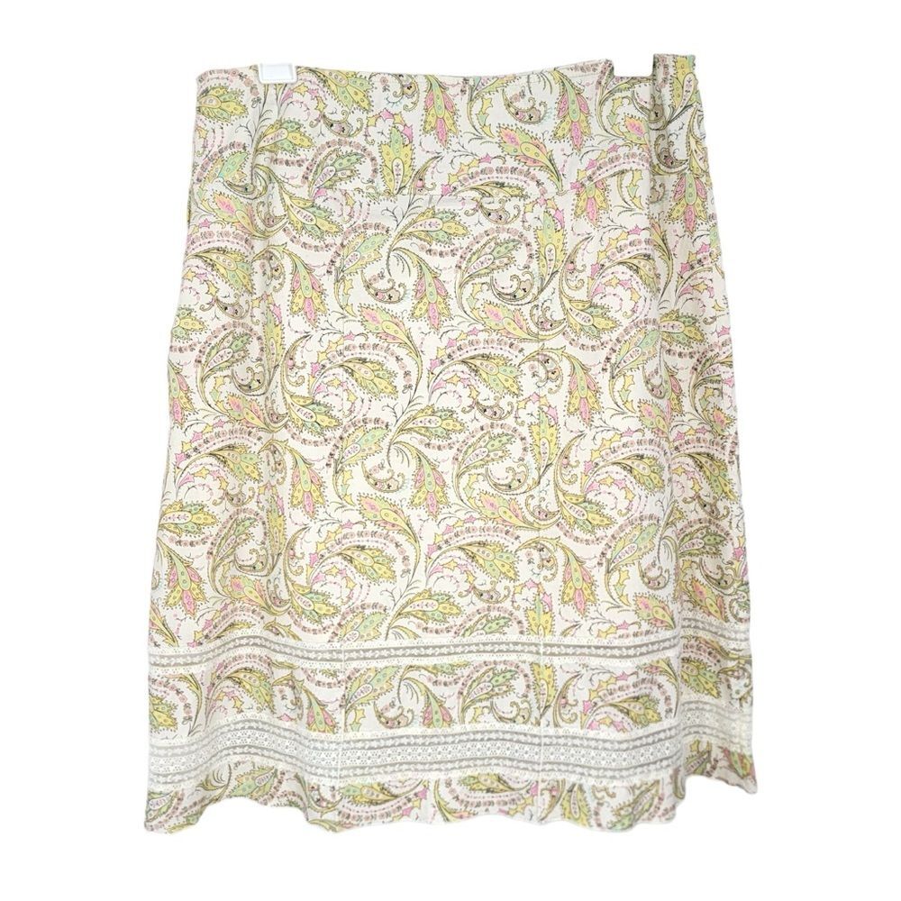 Oscar by Oscar De La Renta Paisley Print Lace Knee Length Skirt size 8
